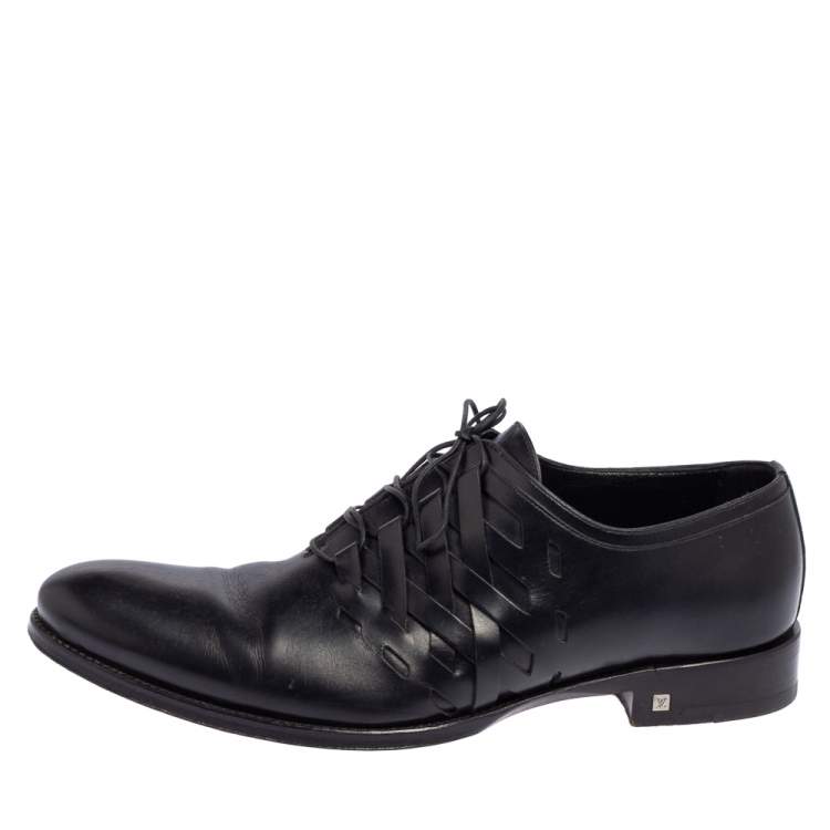 Pre Owned Louis Vuitton Black Leather Oxfords Size 42