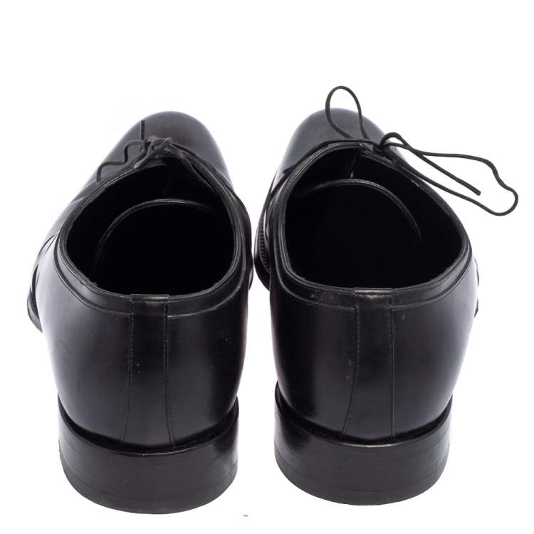 Pre Owned Louis Vuitton Black Leather Oxfords Size 42