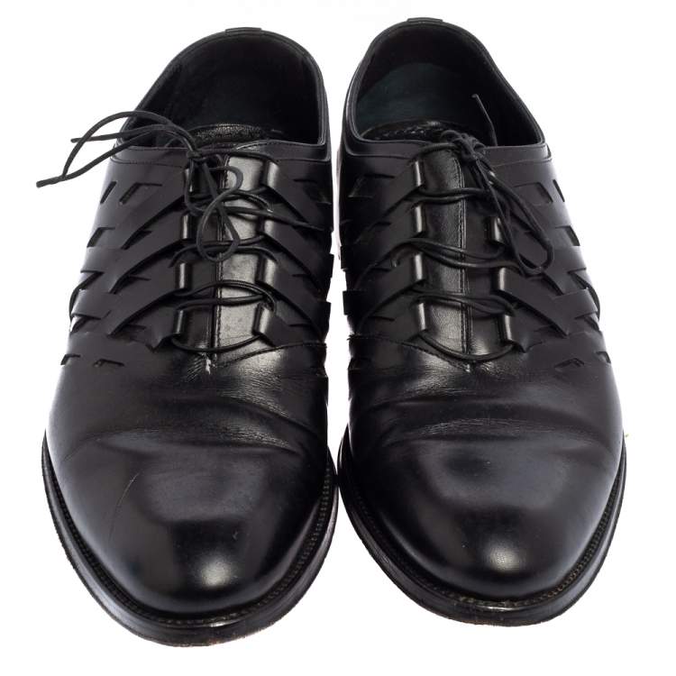 Pre Owned Louis Vuitton Black Leather Oxfords Size 42