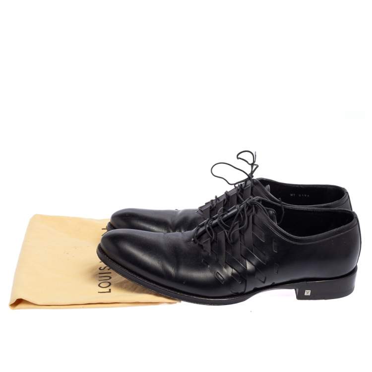 Pre Owned Louis Vuitton Black Leather Oxfords Size 42