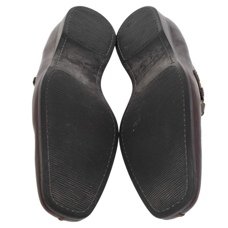 Pre Owned Louis Vuitton Brown Leather Slip On Loafers Size 42.5