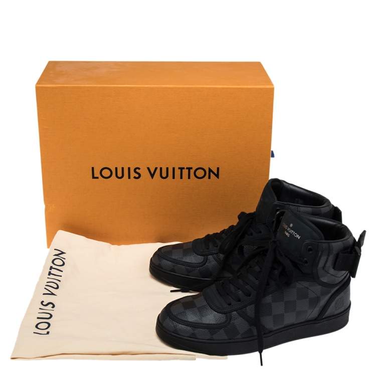 Pre Owned Louis Vuitton Grey/Black Damier Graphite Canvas Rivoli High Top Sneakers Size 40