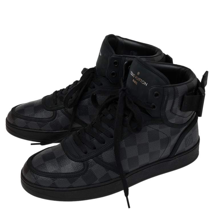 Pre Owned Louis Vuitton Grey/Black Damier Graphite Canvas Rivoli High Top Sneakers Size 40