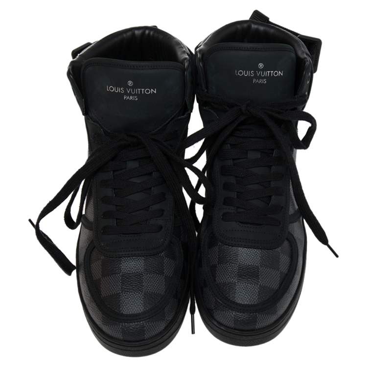 Pre Owned Louis Vuitton Grey/Black Damier Graphite Canvas Rivoli High Top Sneakers Size 40