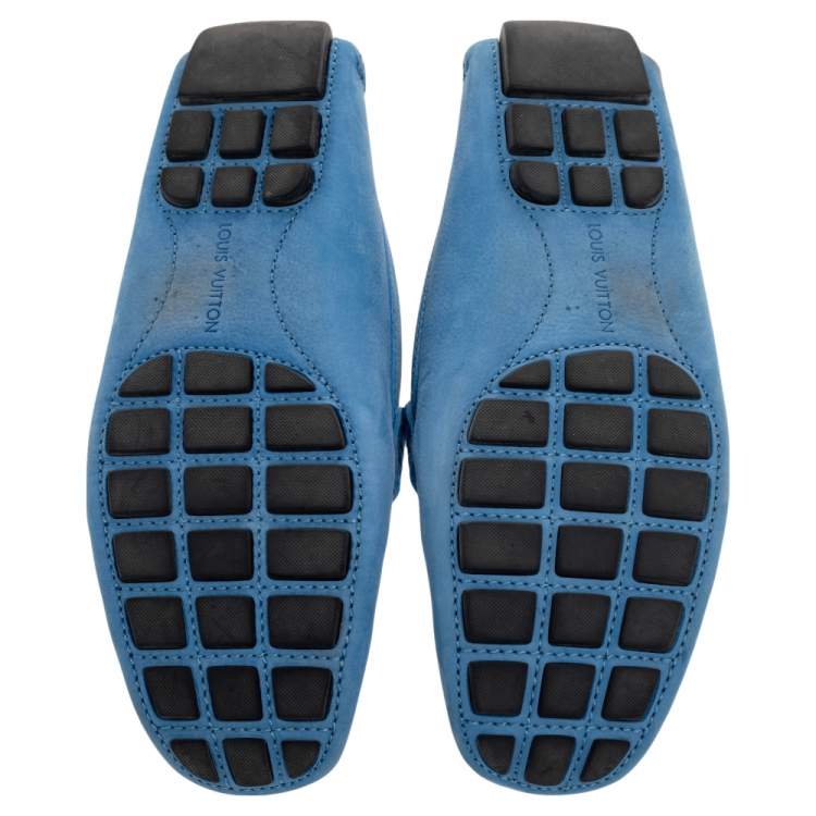 Pre Owned Louis Vuitton Blue Leather Monte Carlo Slip On Loafers Size 42
