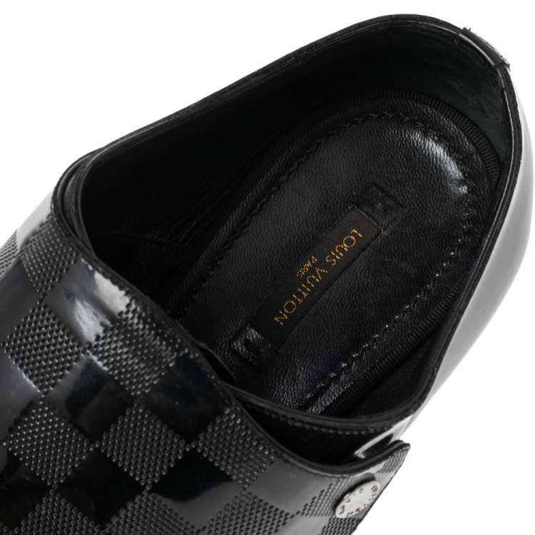 Pre Owned Louis Vuitton Black Patent Leather Monk Strap Loafers Size 42 