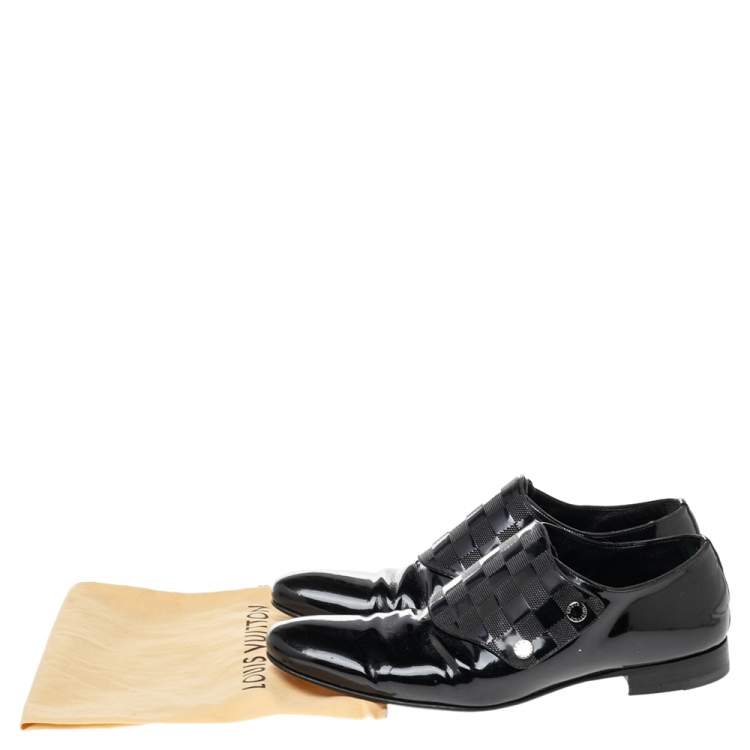 Pre Owned Louis Vuitton Black Patent Leather Monk Strap Loafers Size 42 
