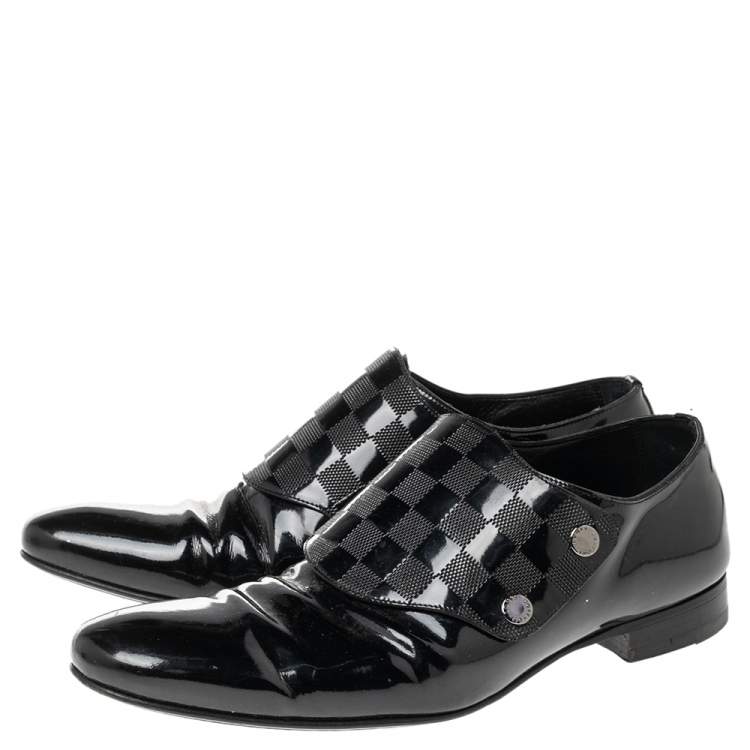 Pre Owned Louis Vuitton Black Patent Leather Monk Strap Loafers Size 42 