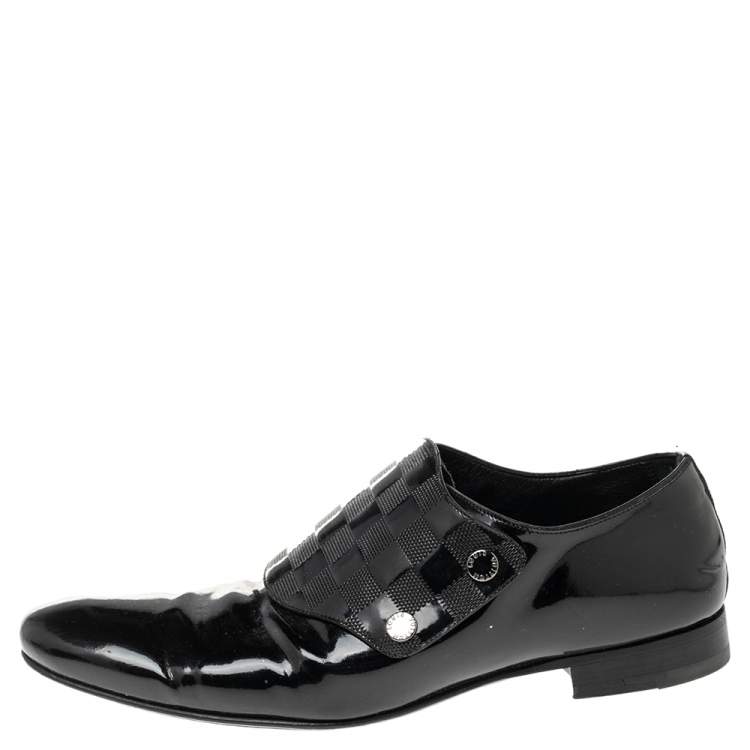Pre Owned Louis Vuitton Black Patent Leather Monk Strap Loafers Size 42 