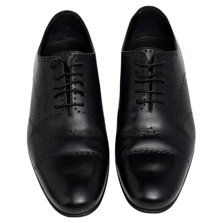 Pre Owned Louis Vuitton Black Leather Lace Up Derby Size 41