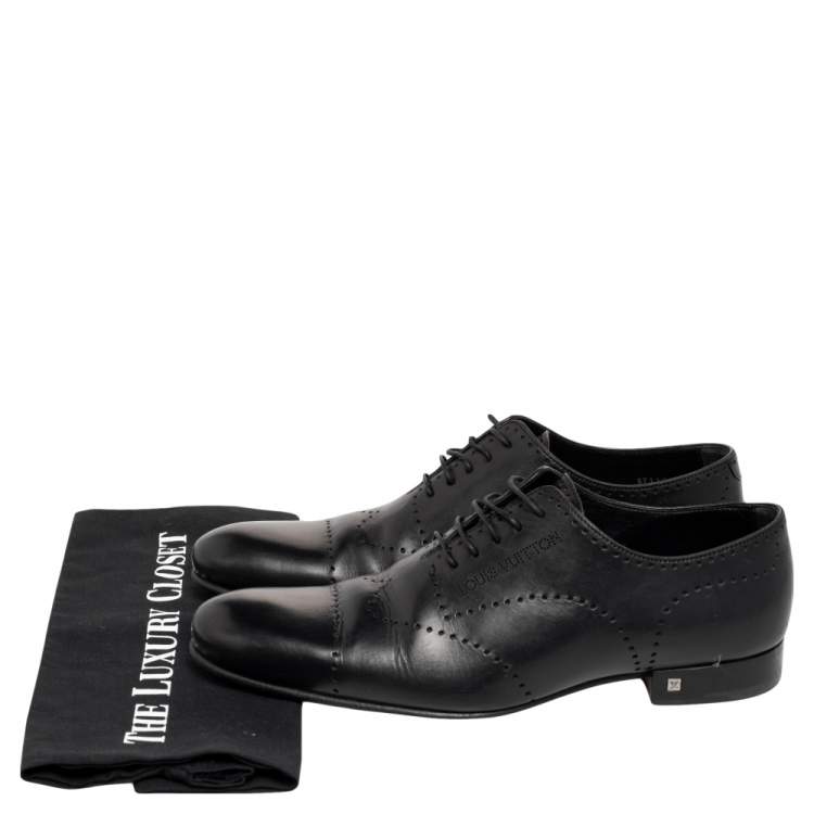 Pre Owned Louis Vuitton Black Leather Lace Up Derby Size 41