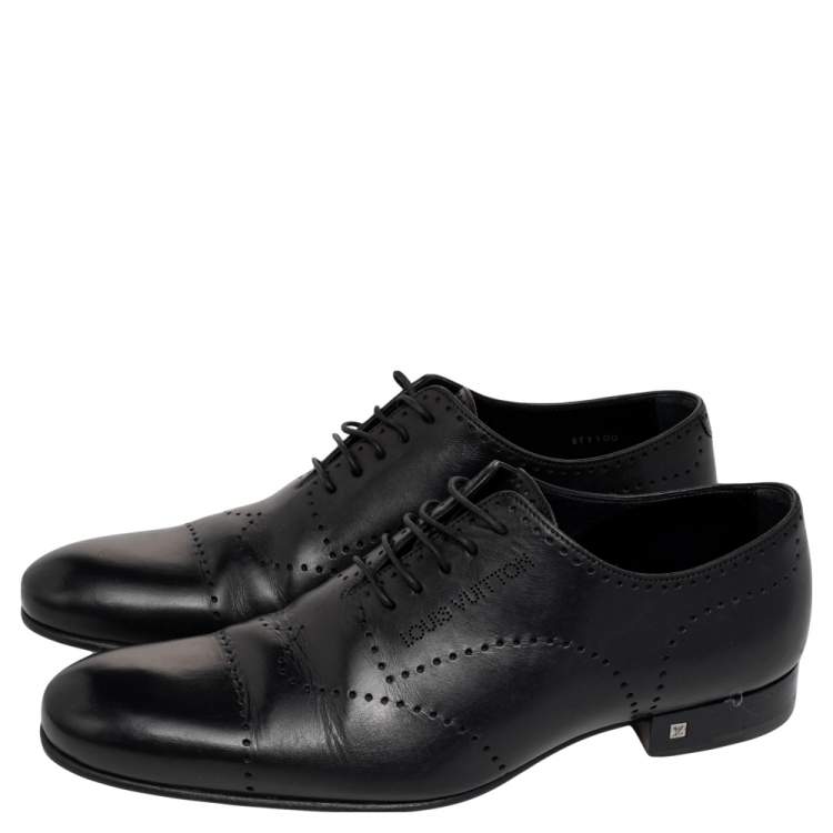 Pre Owned Louis Vuitton Black Leather Lace Up Derby Size 41