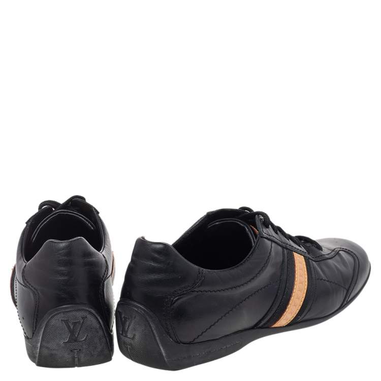 Pre Owned Louis Vuitton Black Leather Low Top Sneakers Size 42