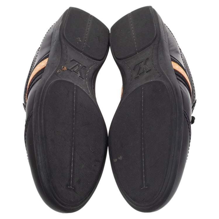 Pre Owned Louis Vuitton Black Leather Low Top Sneakers Size 42