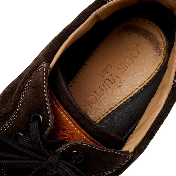 Pre Owned Louis Vuitton Brown Monogram Suede Low Top Sneakers Size 42