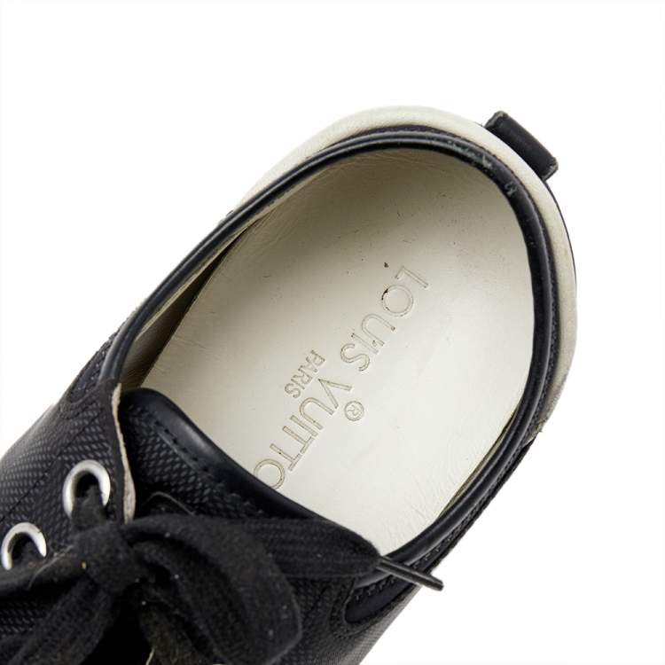 Pre Owned Louis Vuitton Black Damier Fabric And Leather Sneakers Size 39