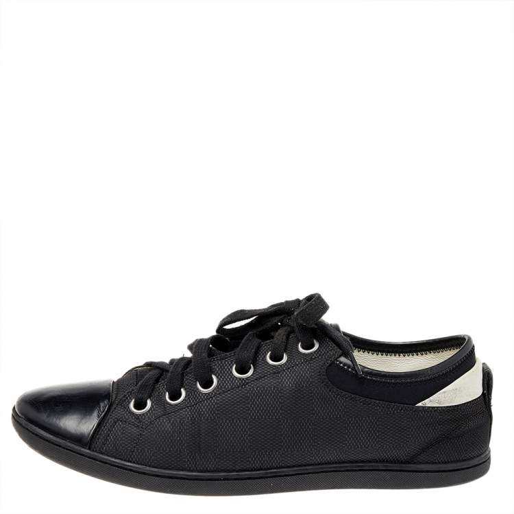 Pre Owned Louis Vuitton Black Damier Fabric And Leather Sneakers Size 39