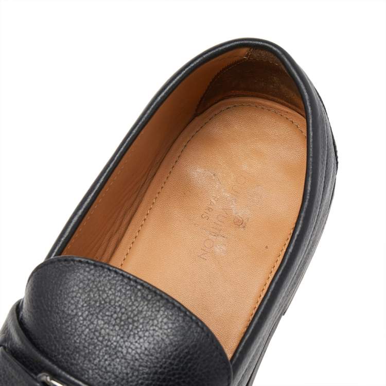 Pre Owned Louis Vuitton Black Leather Major Slip On Loafers 43