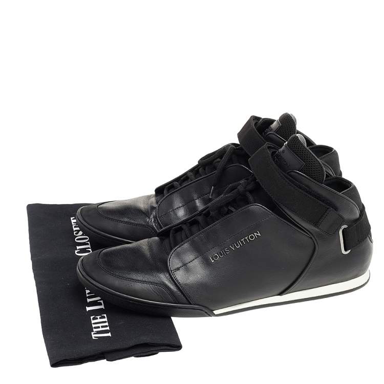 Pre Owned Louis Vuitton Black Leather High Top Sneakers Size 45