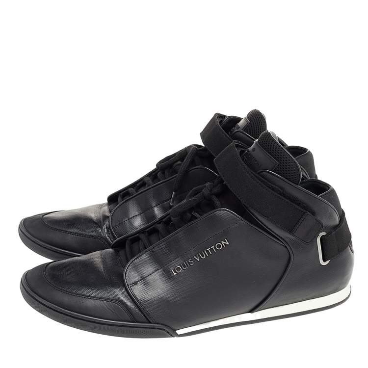 Pre Owned Louis Vuitton Black Leather High Top Sneakers Size 45