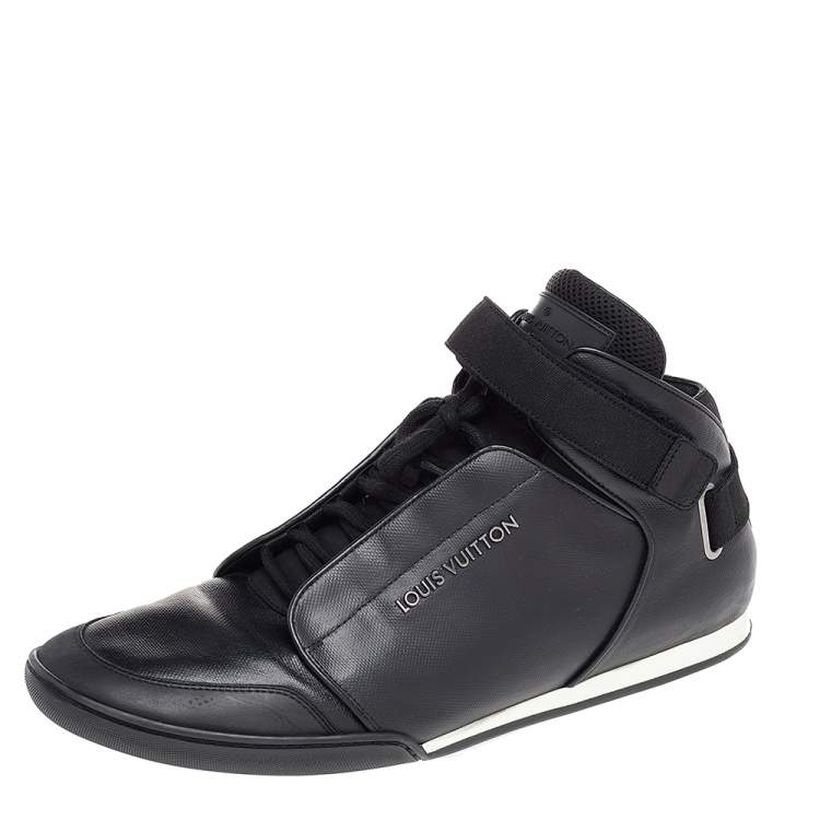 Pre Owned Louis Vuitton Black Leather High Top Sneakers Size 45