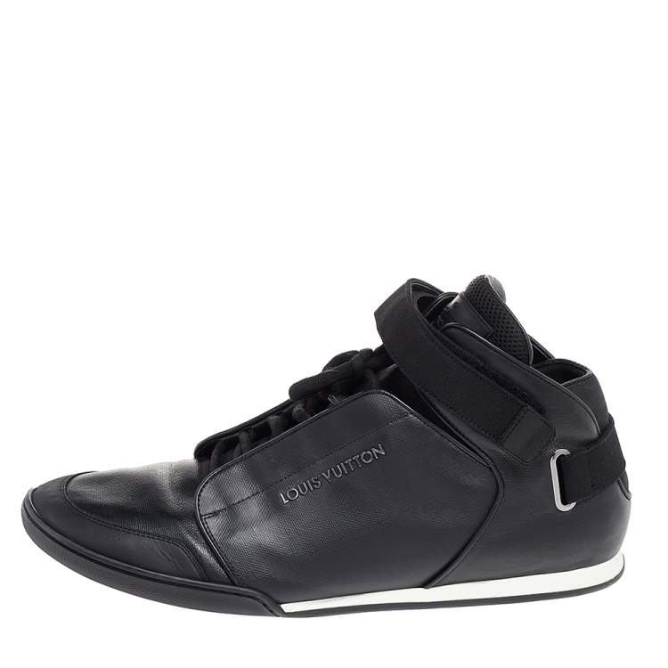 Pre Owned Louis Vuitton Black Leather High Top Sneakers Size 45