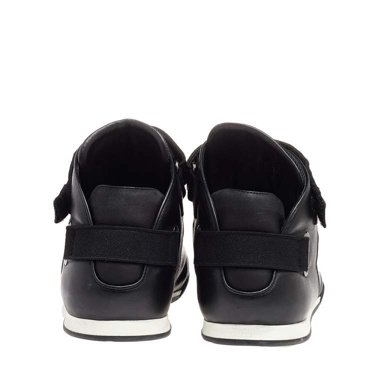 Pre Owned Louis Vuitton Black Leather High Top Sneakers Size 45