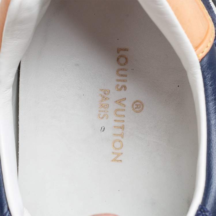 Pre Owned Louis Vuitton Blue Mesh, Leather, And Suede Abbesses Sneakers Size 43