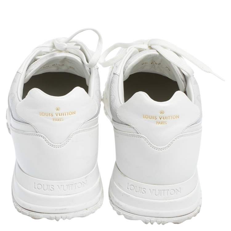 Pre Owned Louis Vuitton White Leather and coated Canvas Run Away Sneakers Size 42.5
