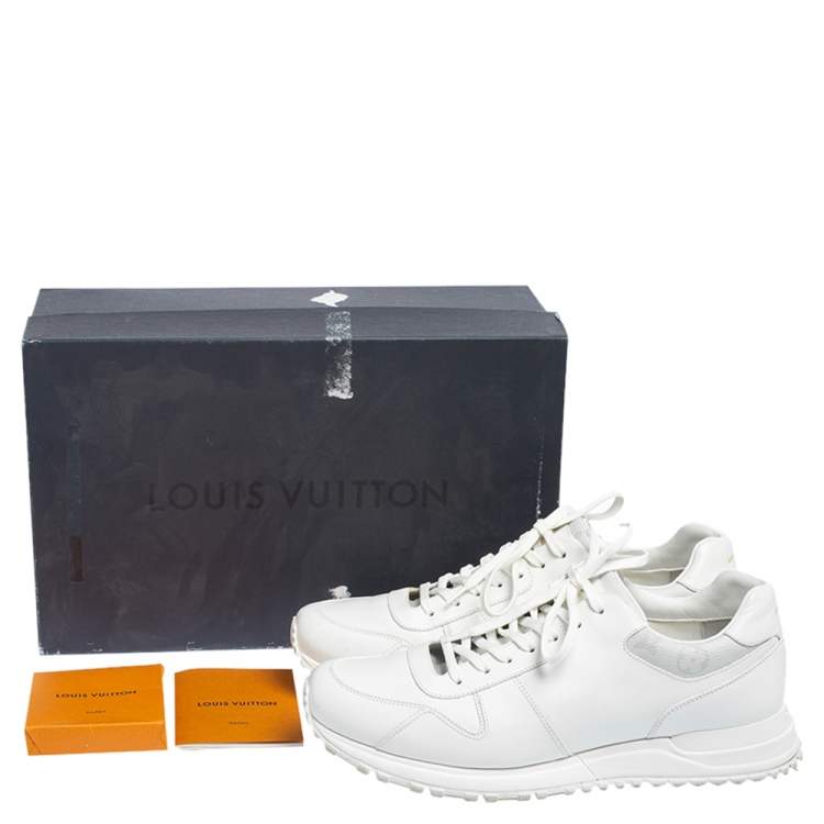 Pre Owned Louis Vuitton White Leather and coated Canvas Run Away Sneakers Size 42.5