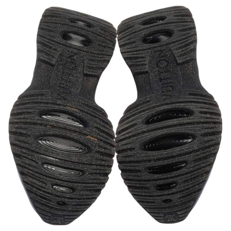 Pre Owned Louis Vuitton Black/Green Leather And Canvas Run Away Pulse Sneakers Size 41