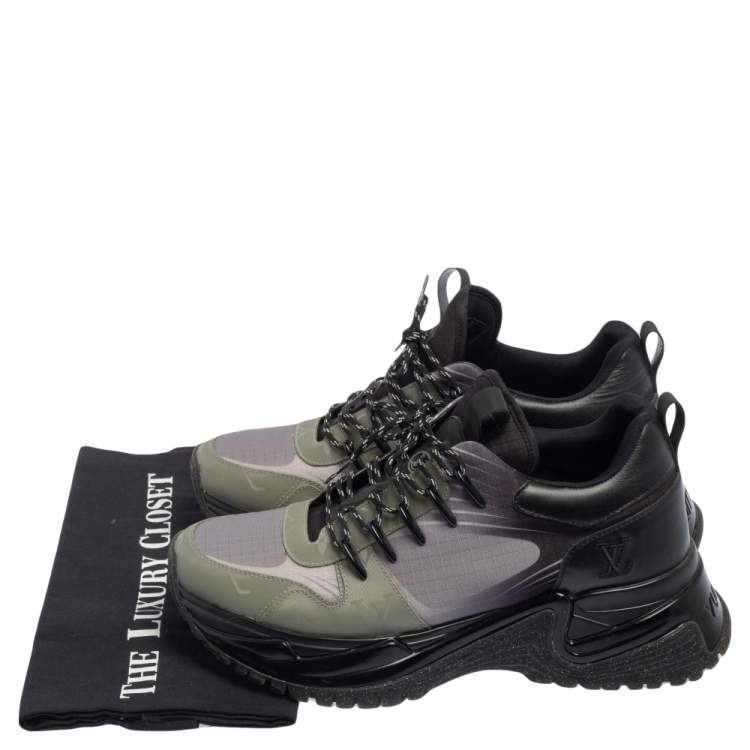 Pre Owned Louis Vuitton Black/Green Leather And Canvas Run Away Pulse Sneakers Size 41