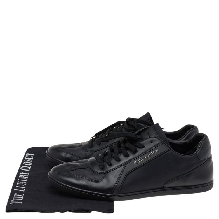 Pre Owned Louis Vuitton Black/Navy Blue Leather And Nylon Low Top Sneakers Size 43