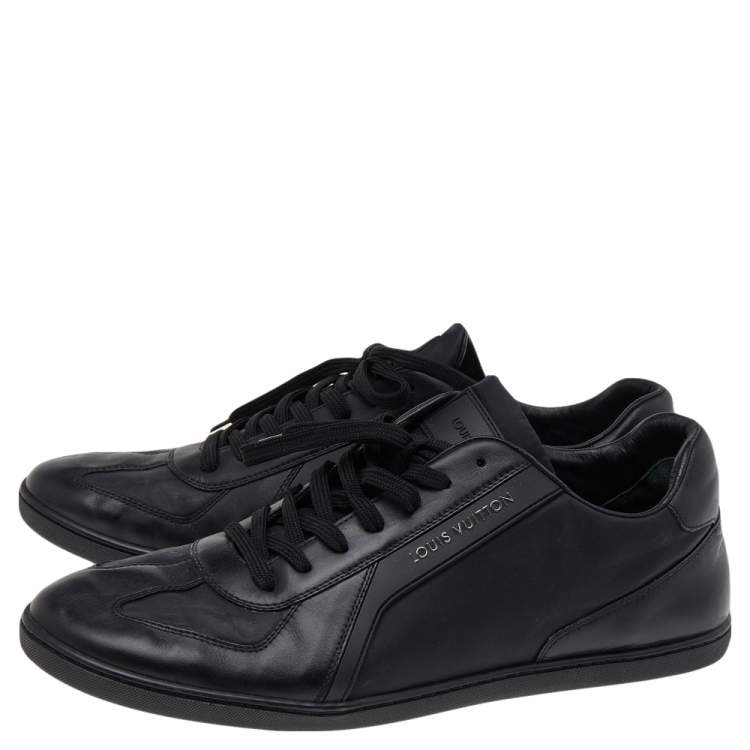 Pre Owned Louis Vuitton Black/Navy Blue Leather And Nylon Low Top Sneakers Size 43