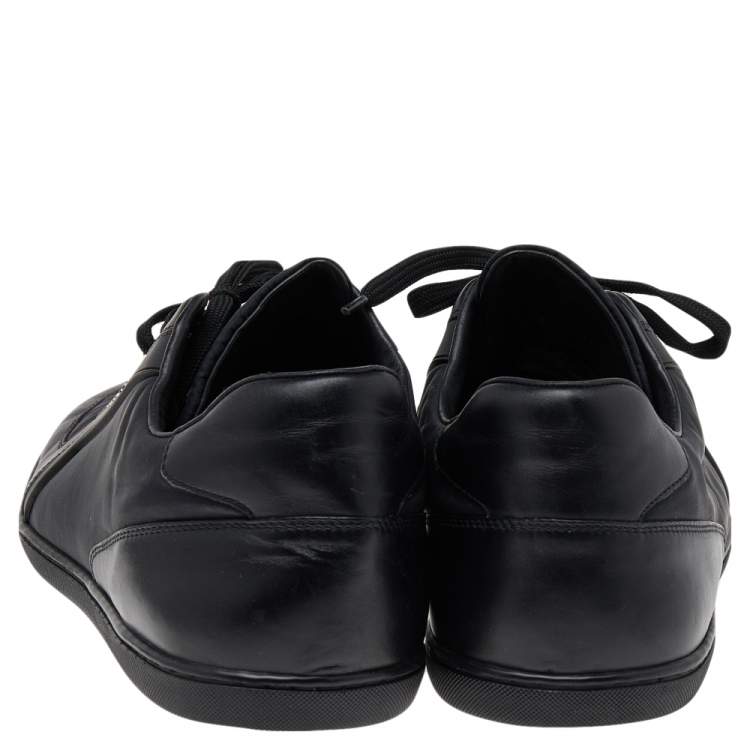 Pre Owned Louis Vuitton Black/Navy Blue Leather And Nylon Low Top Sneakers Size 43