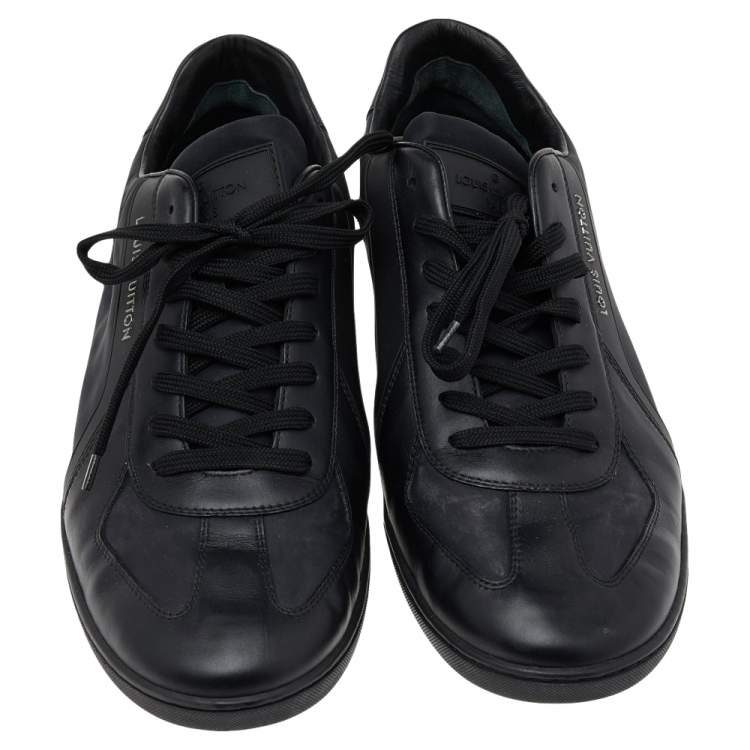 Pre Owned Louis Vuitton Black/Navy Blue Leather And Nylon Low Top Sneakers Size 43