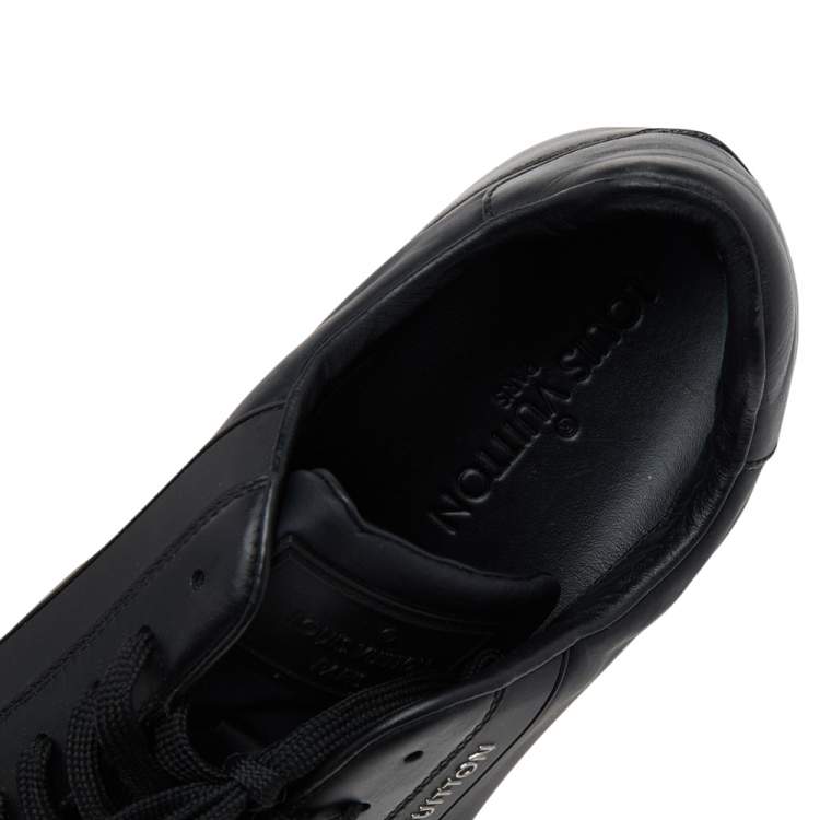 Pre Owned Louis Vuitton Black/Navy Blue Leather And Nylon Low Top Sneakers Size 43