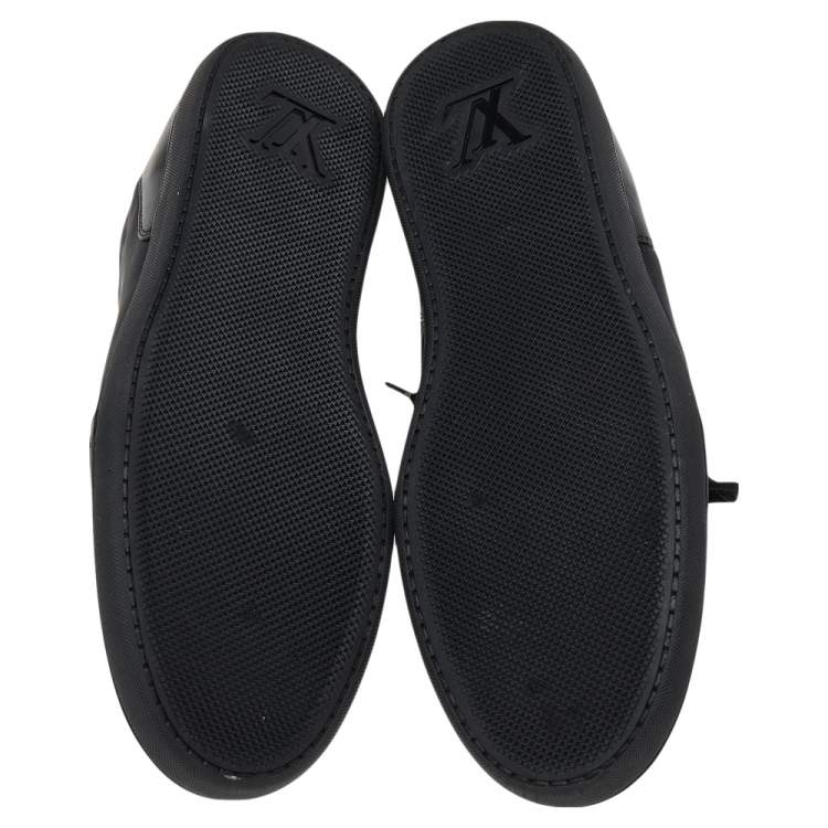 Pre Owned Louis Vuitton Black/Navy Blue Leather And Nylon Low Top Sneakers Size 43