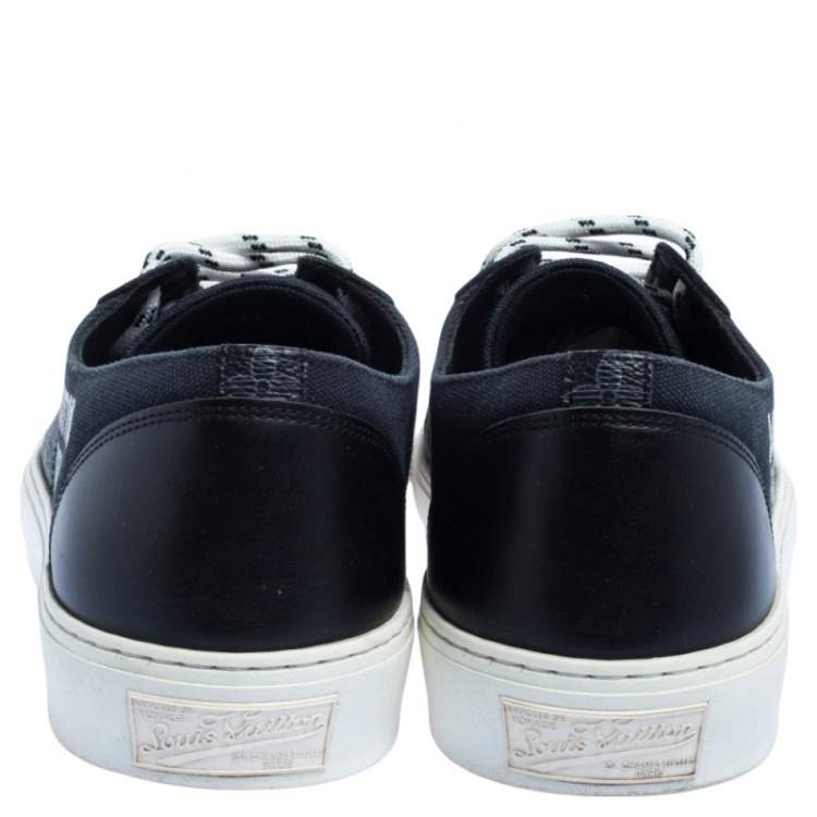 Pre Owned Louis Vuitton Navy Blue Canvas And Leather LV Forever Tattoo Sneakers Size 41.5