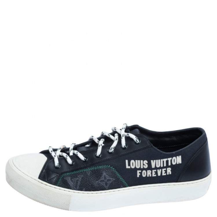 LOUIS VUITTON Navy Blue Leather Tattoo LV Logo Monogram High Top