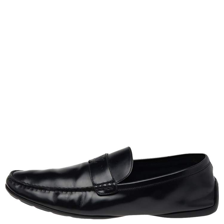 Louis Vuitton Black Leather Slip on Loafers Size 44.5