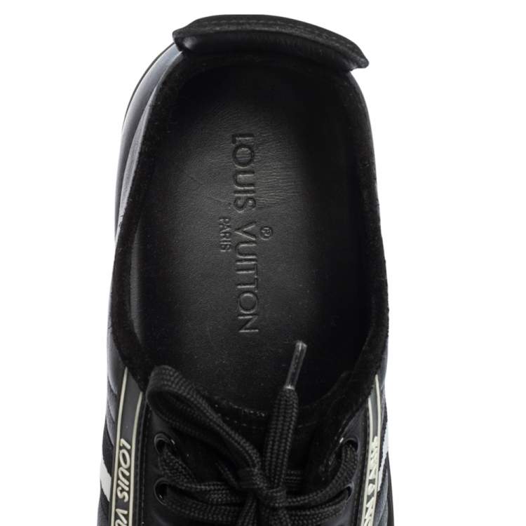 Pre Owned Louis Vuitton Black Leather and Suede Cosmos Low Top Sneakers Size 41