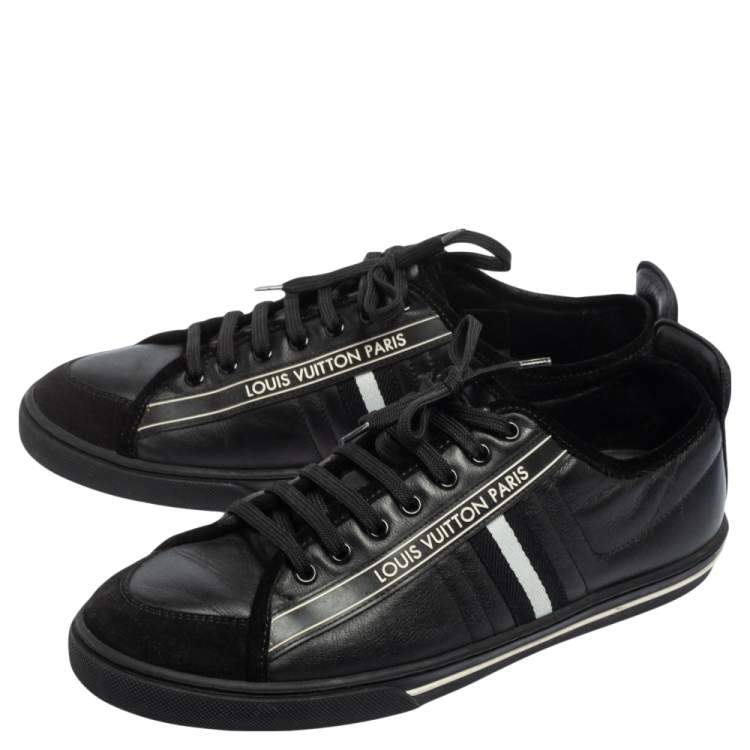 Pre Owned Louis Vuitton Black Leather and Suede Cosmos Low Top Sneakers Size 41