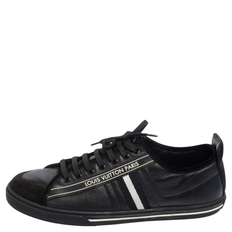 Pre Owned Louis Vuitton Black Leather and Suede Cosmos Low Top Sneakers Size 41