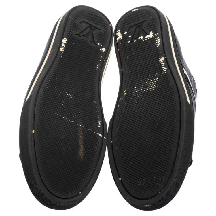 Pre Owned Louis Vuitton Black Leather and Suede Cosmos Low Top Sneakers Size 41