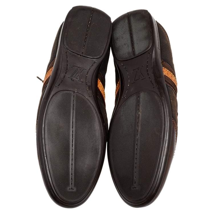Pre Owned Louis Vuitton Brown Canvas And Leather Low Top Sneakers Size 42.5