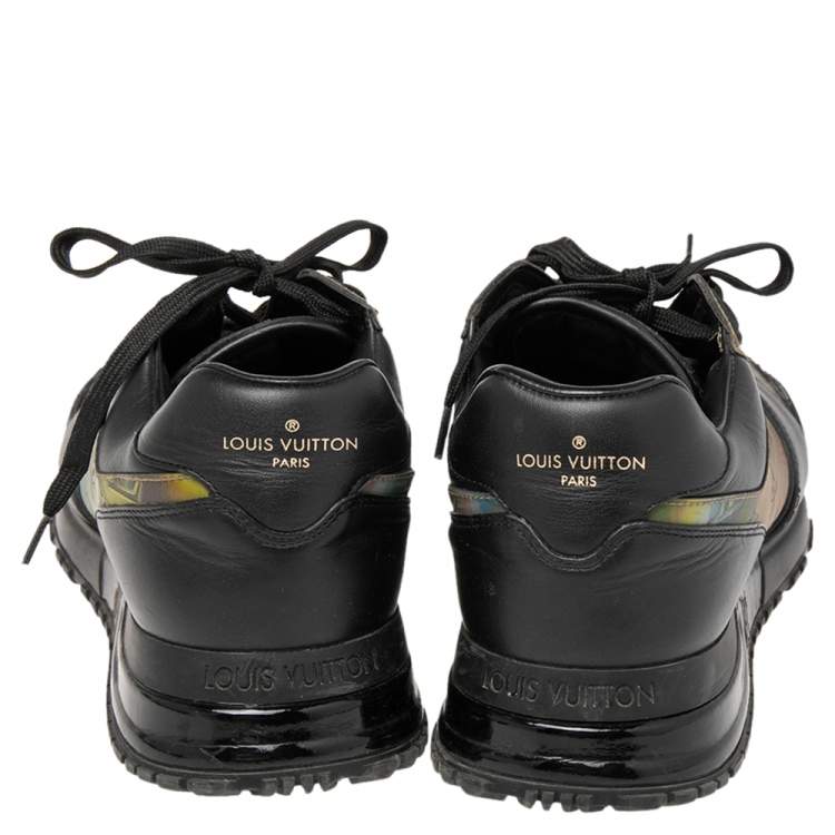 Pre Owned Louis Vuitton Black/Iridescent Monogram Textile and Leather Run Away Sneakers Size 40