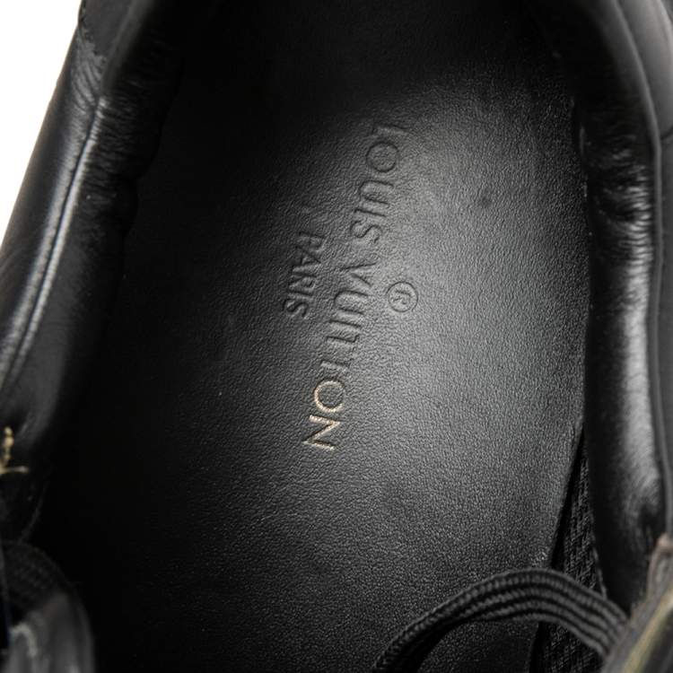 Pre Owned Louis Vuitton Black/Iridescent Monogram Textile and Leather Run Away Sneakers Size 40