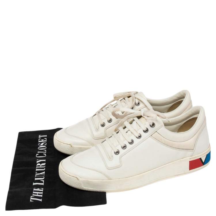 Pre Owned Louis Vuitton White Leather  Low Top Sneakers Size 42
