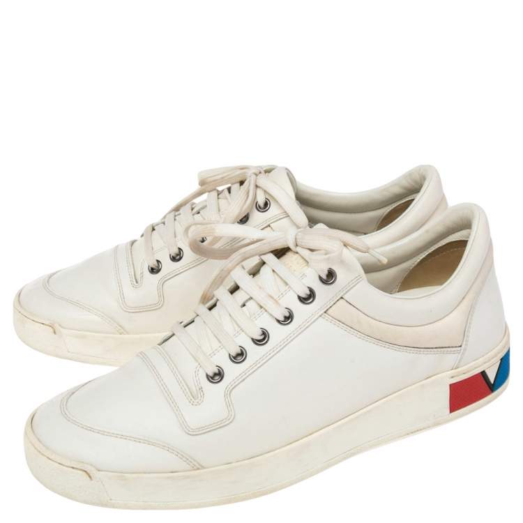 Pre Owned Louis Vuitton White Leather  Low Top Sneakers Size 42